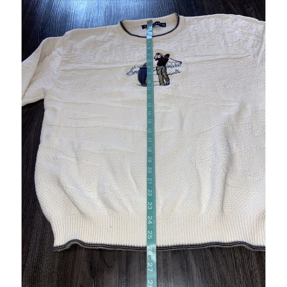 Vintage Pinnacle MEDIUM Men’s Golf Sweater Beige Crewneck Cotton - Picture 8 of 11